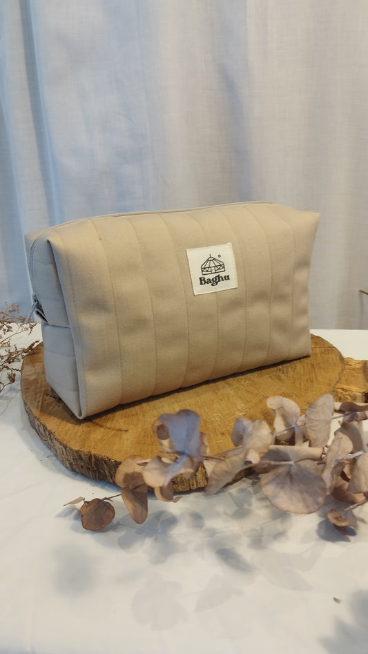 ESCAPADE - trousse de toilette - Taille M - upcyclé - toile de yourte - fait en Belgique - écru