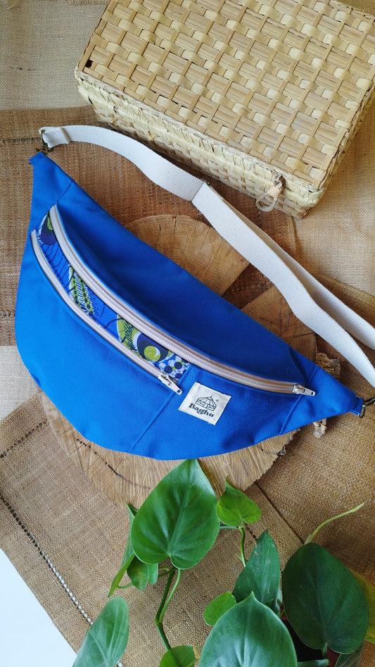 NOMADE - le sac banane XXL - Baghu - Sac artisanal belge Ethnique - bleu roi